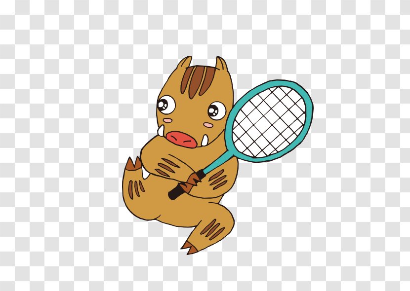 Cartoon Tennis Illustration - Racket - Wild Boar Transparent PNG