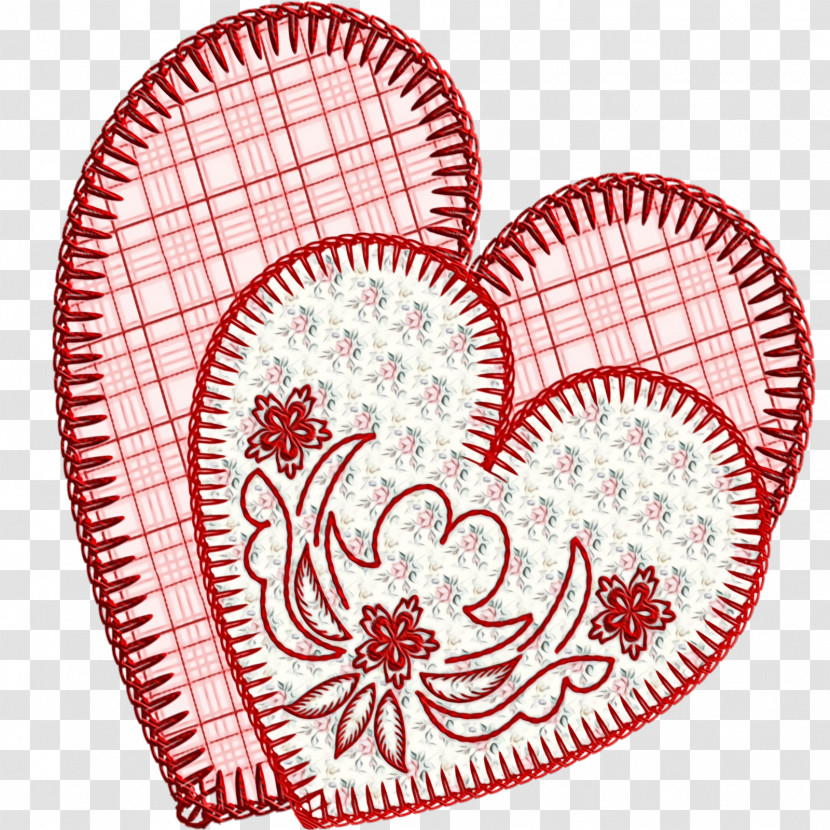 Red Heart Dishware Pattern Baking Cup Transparent PNG