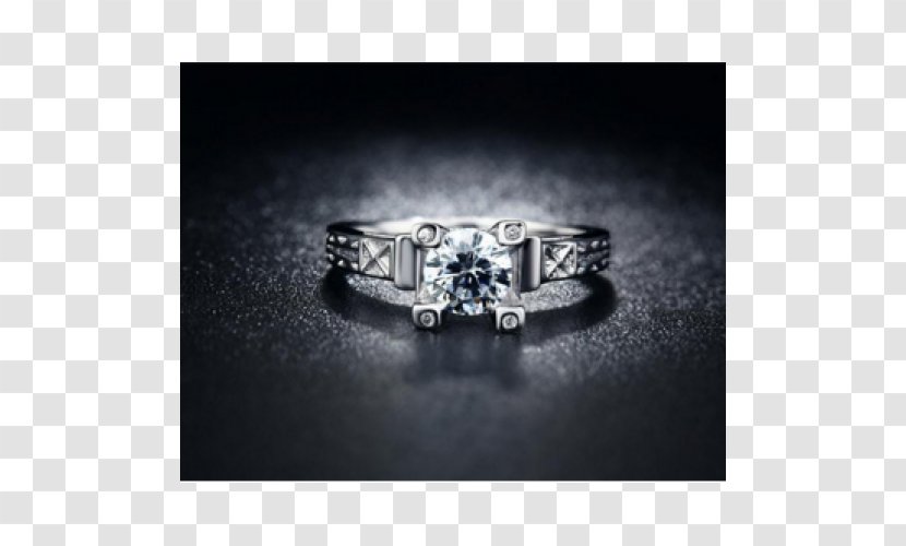 Engagement Ring Silver Eiffel Tower Cubic Zirconia Transparent PNG