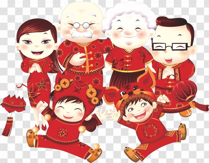 Chinese New Year Lion Dance Lunar - Festival - Cartoon Family Portrait Transparent PNG