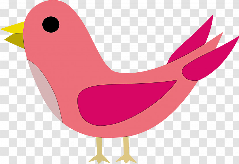 Bird Pink Beak Wing Transparent PNG