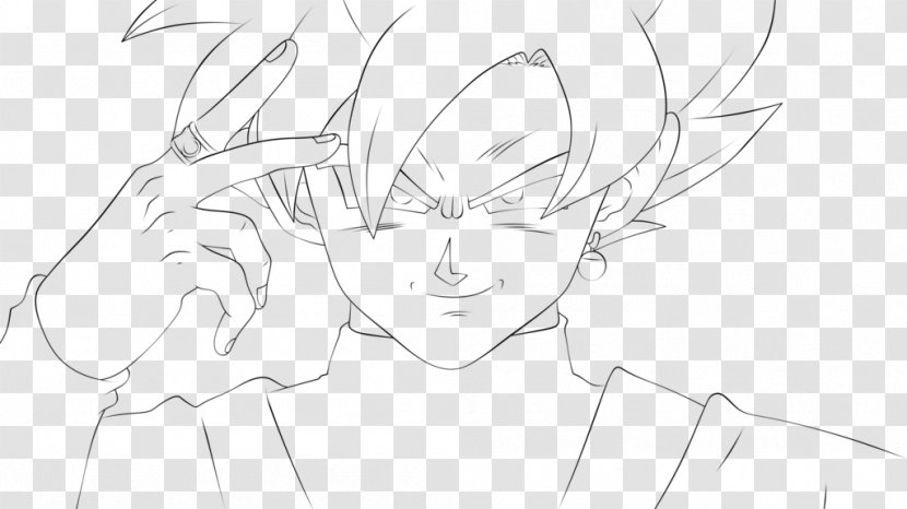 Goku Black Line Art Super Saiyan Sketch - Tree Transparent PNG