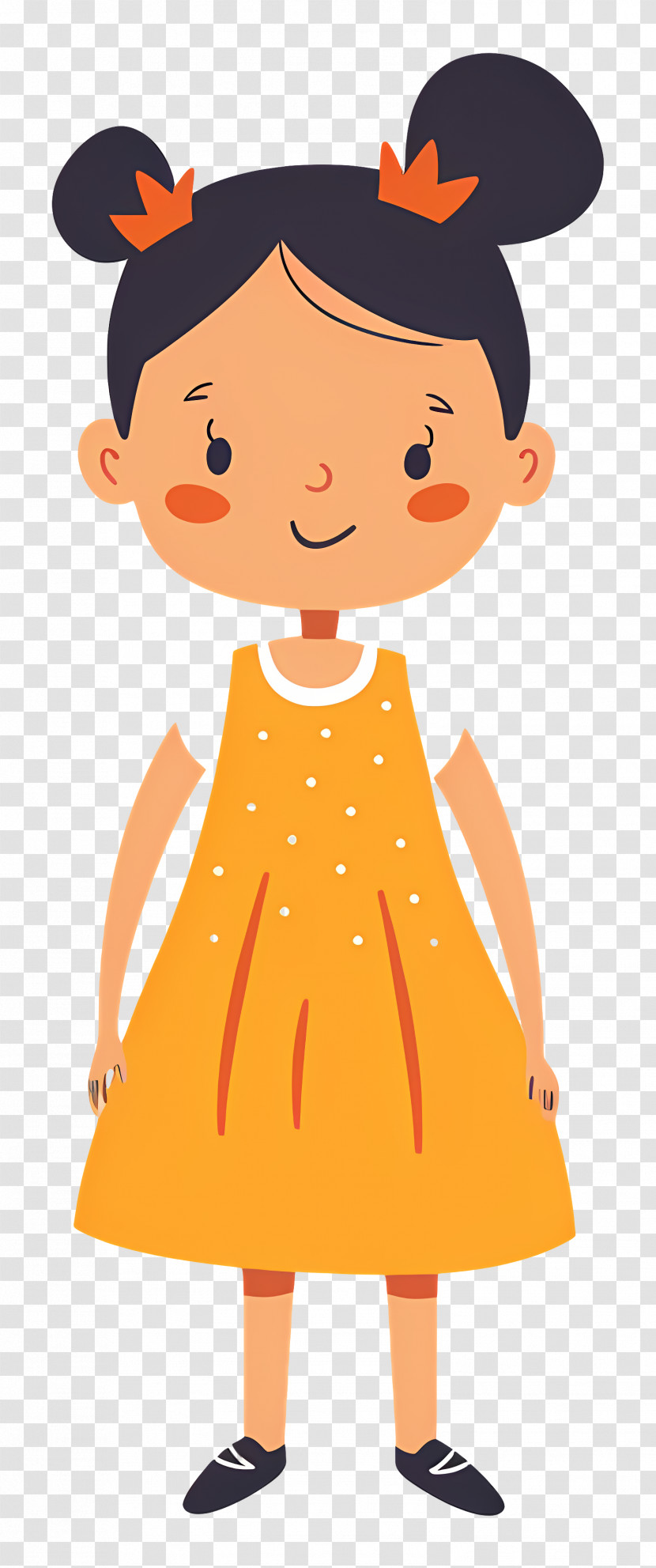 Girl In Dress - Cartoon Girl In An Orange Dress Transparent PNG