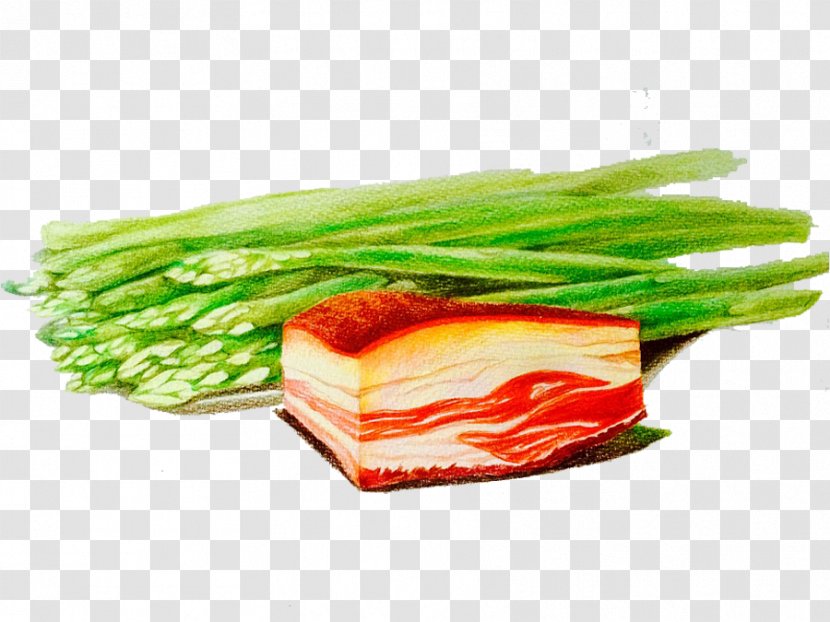 Bacon Tocino Vegetable - Hand-painted Asparagus Transparent PNG