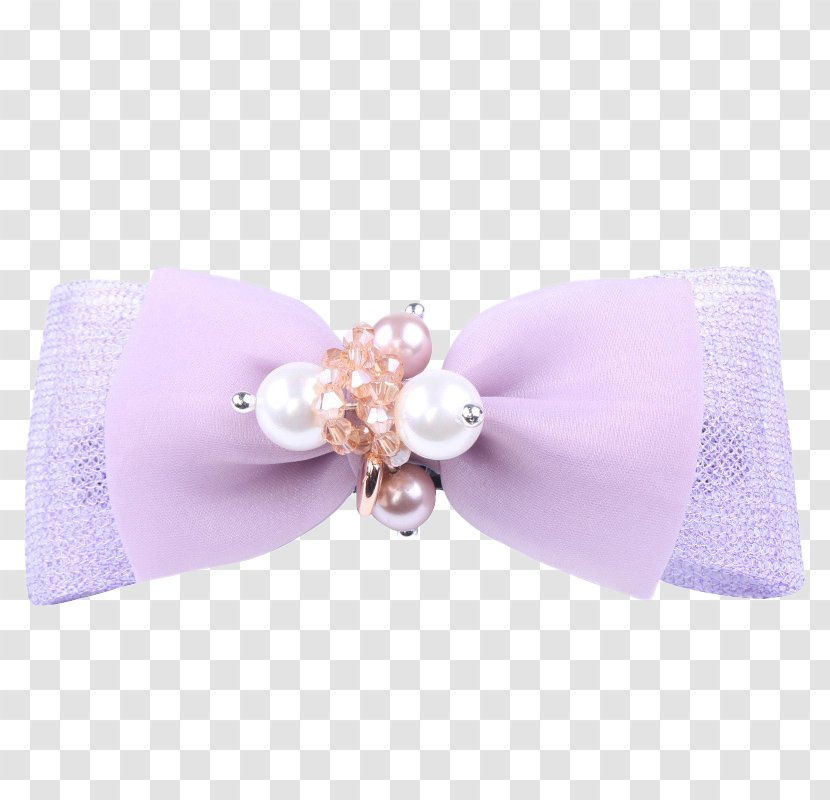 Hair Tie Pearl Barrette - Purple Bow Accessories Transparent PNG
