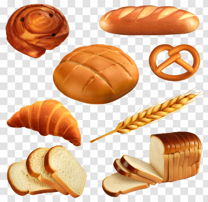 Baguette Bakery Danish Pastry Bread - Breakfast Vector Elements Transparent PNG