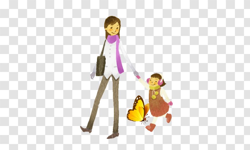 Child Mother Cartoon Illustration - Watercolor - Holding A Transparent PNG