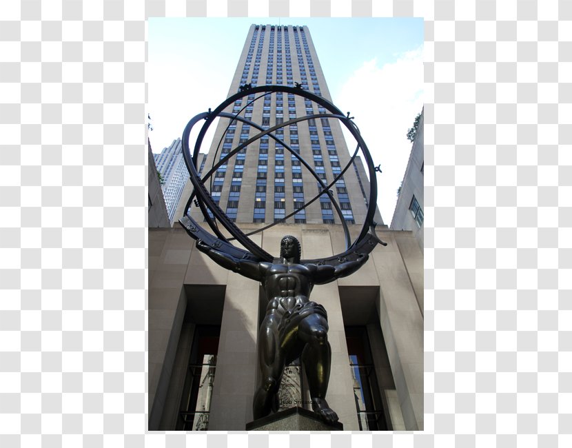 Rockefeller Center 30 Plaza Atlas Sculpture Art - Building Transparent PNG