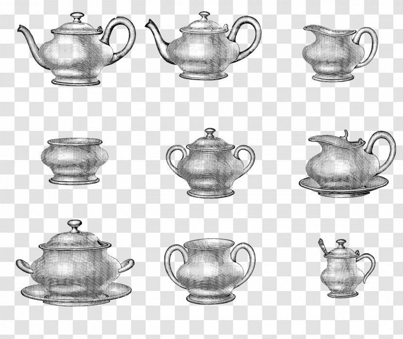 Stencil Painting Drawing - Tea Set Transparent PNG