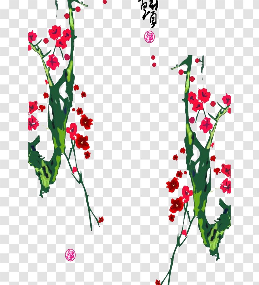 Floral Design Drawing - Point - Plum Branch Creative Painting Transparent PNG