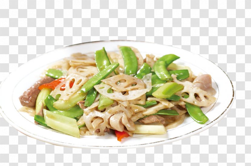 Twice Cooked Pork Snow Pea Karedok Thai Cuisine Chinese - A Peas Fried Lotus Root Picture Material Transparent PNG