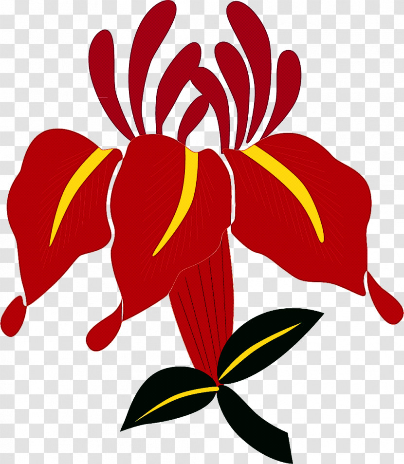 Red Flower Petal Plant Leaf Transparent PNG