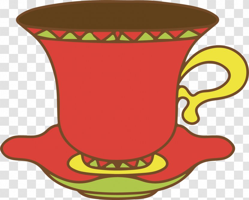 Coffee Cup Teacup Clip Art - Hat - Vector Hand-painted Red Tea Transparent PNG