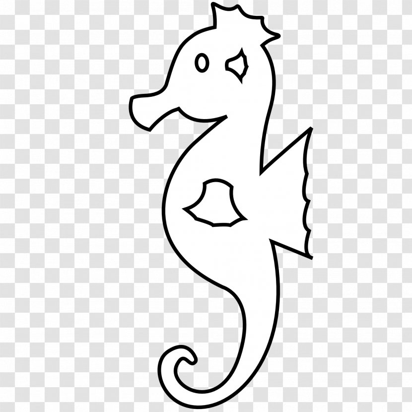 Seahorse Drawing Line Art Clip - Black And White - Nature Sea Animals Transparent PNG