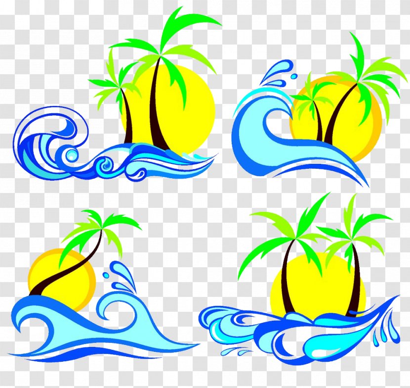 Tree Coconut Clip Art - Yellow - Vector Material Creative Sea Transparent PNG