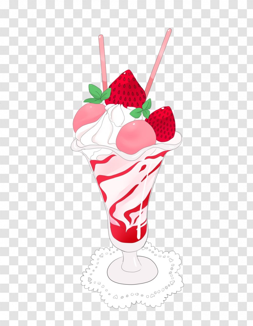 Sundae Parfait Ice Cream Milkshake Drawing - Frame - Cartoon Strawberry Juice Dripping Transparent PNG