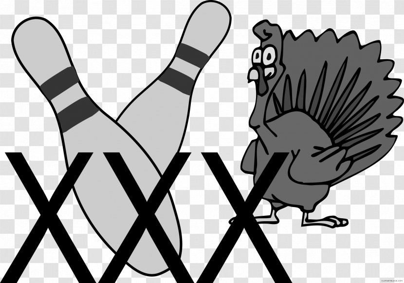 Turkey Bowling Clip Art Meat Strike - Tree - Black And White Clipart Transparent PNG