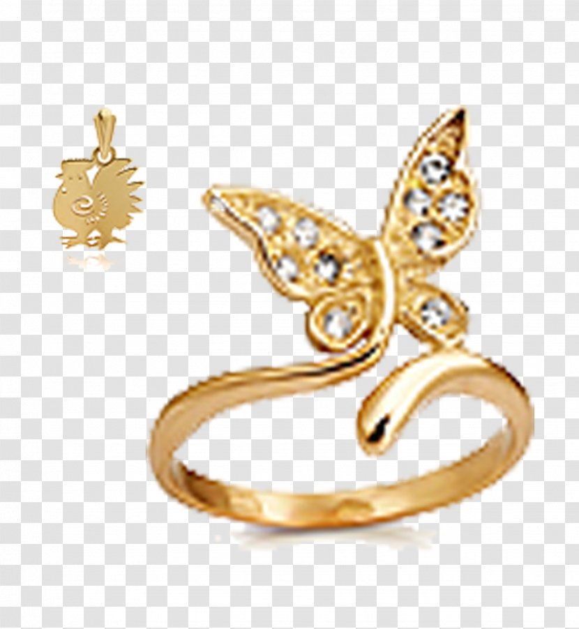 Butterfly Earring Amulet Gold - Talisman Transparent PNG
