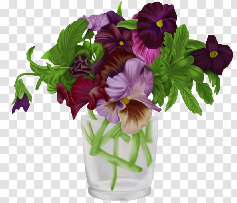 Pansy Cut Flowers Vase Design - Flower Arranging Transparent PNG