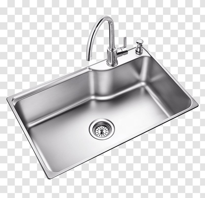 Kitchen Sink Moen Tap Stainless Steel - Single Large Transparent PNG