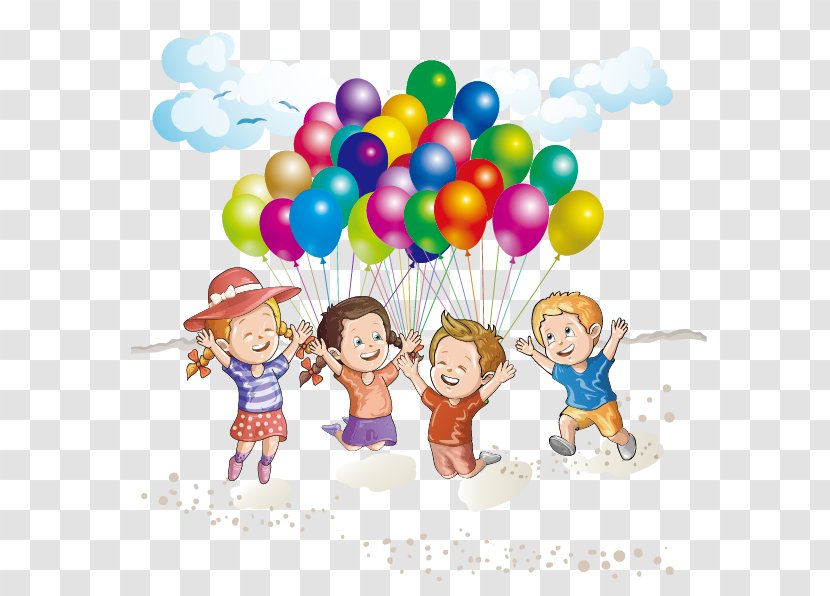 Drawing Clip Art - Party Supply - Beach Children Playing With Balloons Vector Material Transparent PNG