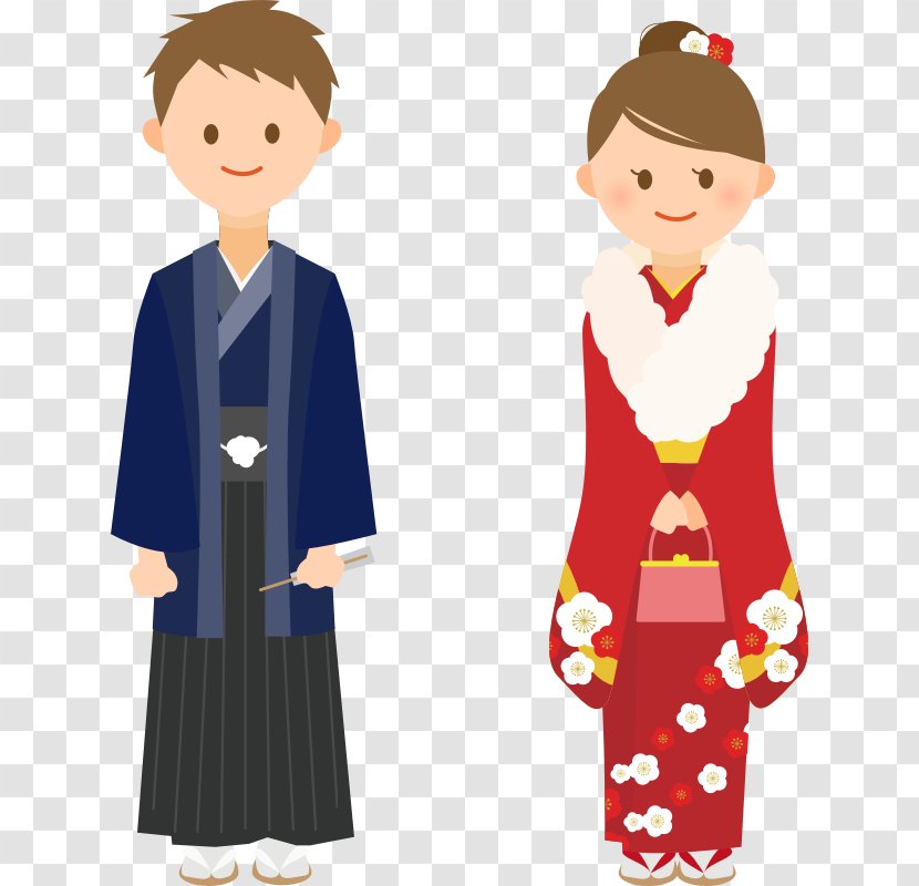 Furisode Shinto Shrine Coming Of Age Kimono Hakama - Child - Day Transparent PNG