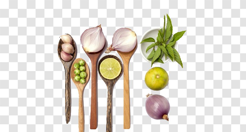 Vegetable Fruit Spoon Garlic Onion - Green Vegetables Transparent PNG