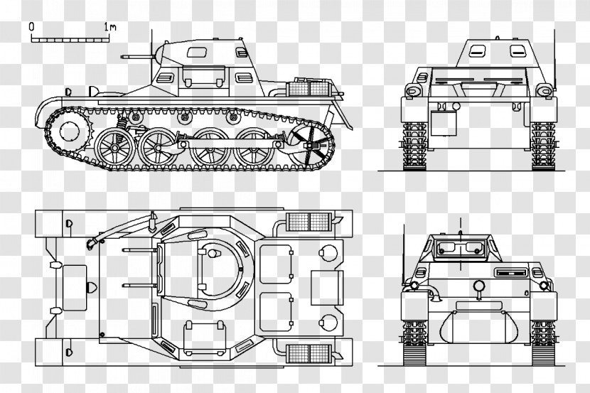 Panzer II Light Tank Tiger I - Drawing - Plan Transparent PNG