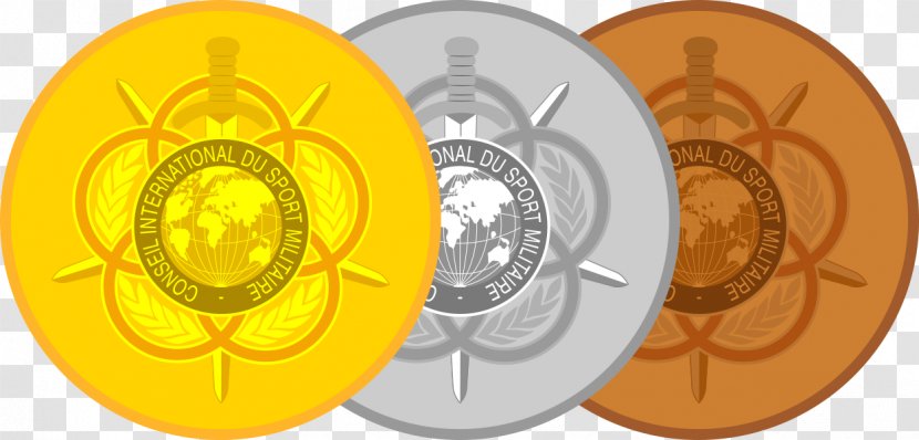 International Military Sports Council Coin Circle Font - Yellow Transparent PNG