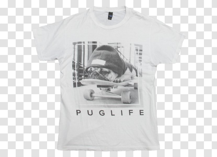 Pug T-shirt Bulldog Skateboarding Dog - White - Pugs Not Drugs Transparent PNG