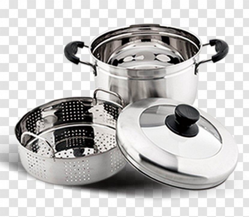 Panci Food Steamer Stainless Steel Stock Pot Kitchen - Sink - The Lid Is Silver Transparent PNG