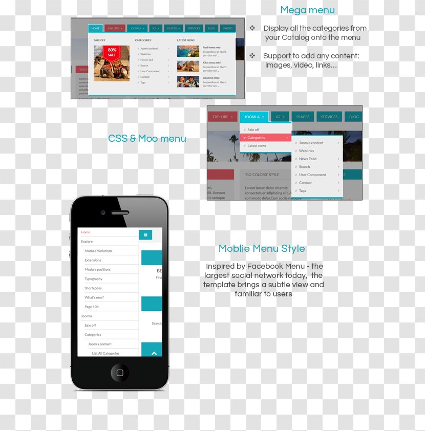Menu Template Responsive Web Design Résumé Joomla - Multimedia Transparent PNG