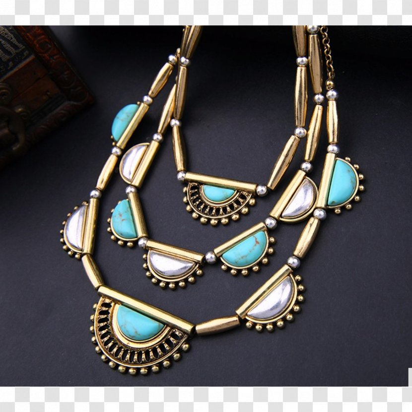 Turquoise Necklace Gold Metal Bead Transparent PNG
