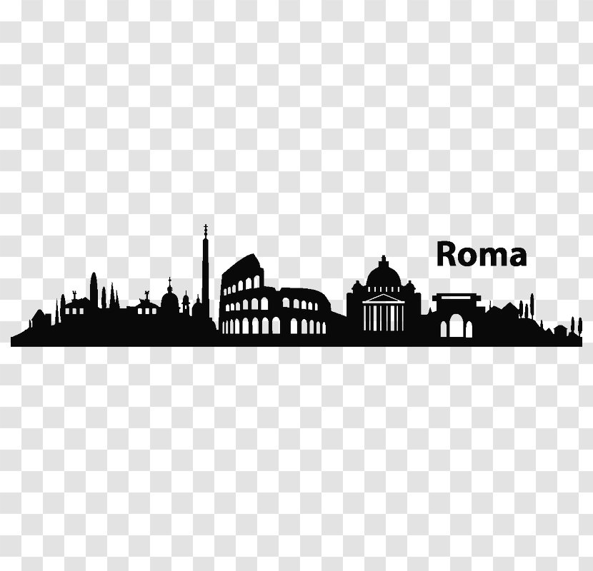 Sticker Brand Text Rome City - Black - Silhouette Transparent PNG