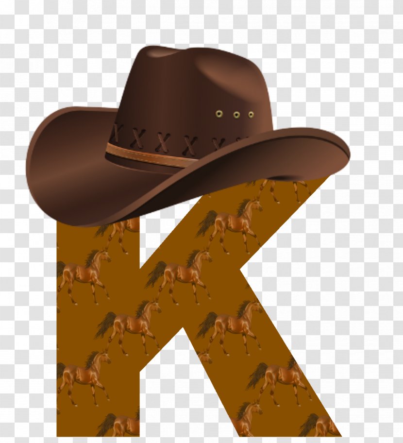 Horse Cowboy Hat Alphabet - Brown Transparent PNG