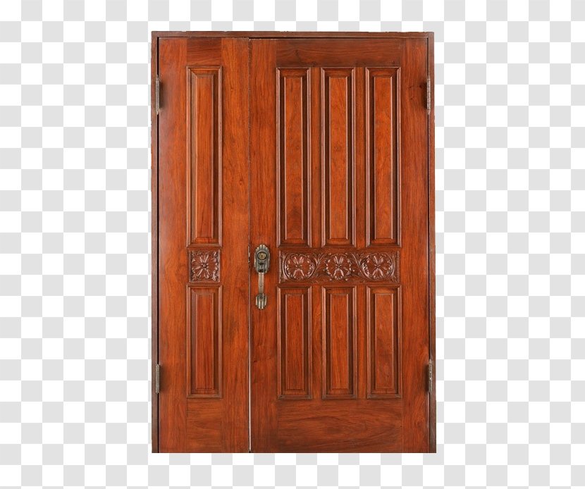 Door - Wood - Mahogany Double Doors Closed Transparent PNG