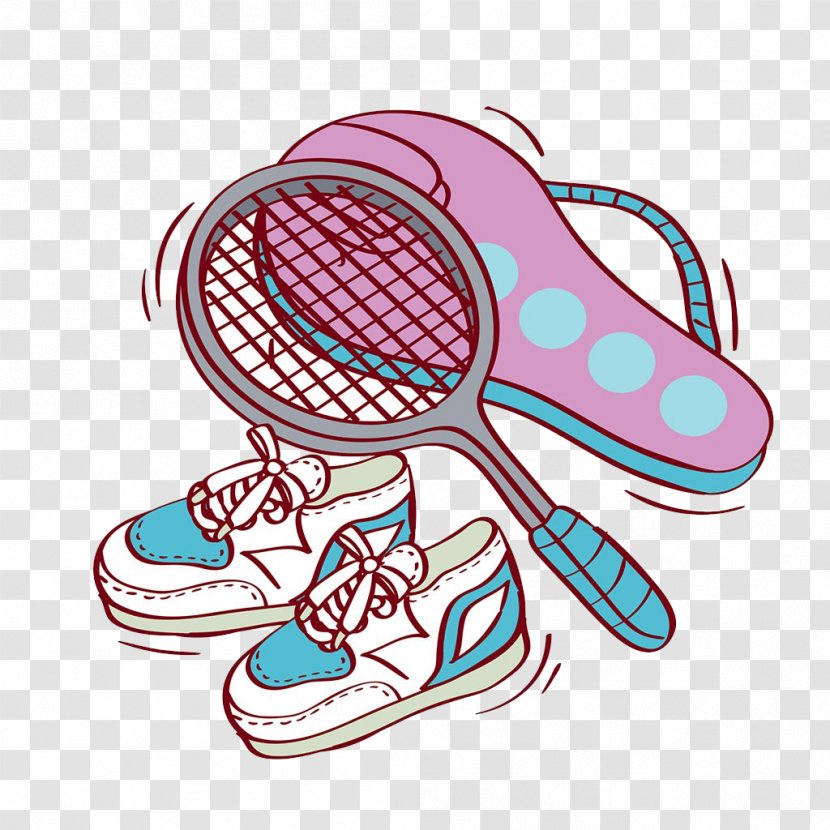 Badmintonracket Sport Illustration - Pink - Hand-painted Badminton Racket Transparent PNG