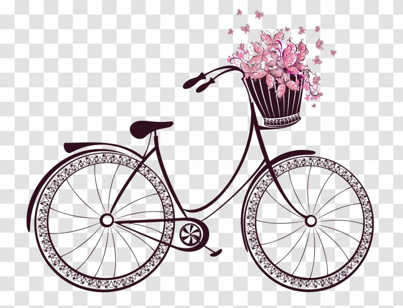 Pink Bicycle - Royalty Free - Spoke Transparent PNG