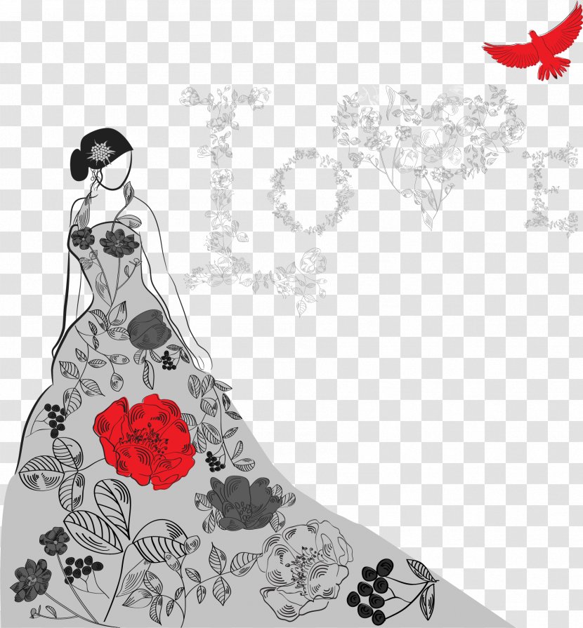 Fashion Dress Illustration - Show - Vector Hand-painted Bride Transparent PNG