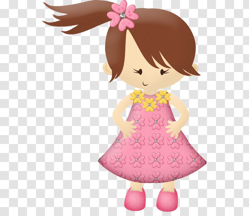 Cartoon Pink Doll Clip Art Toy - Brown Hair Transparent PNG