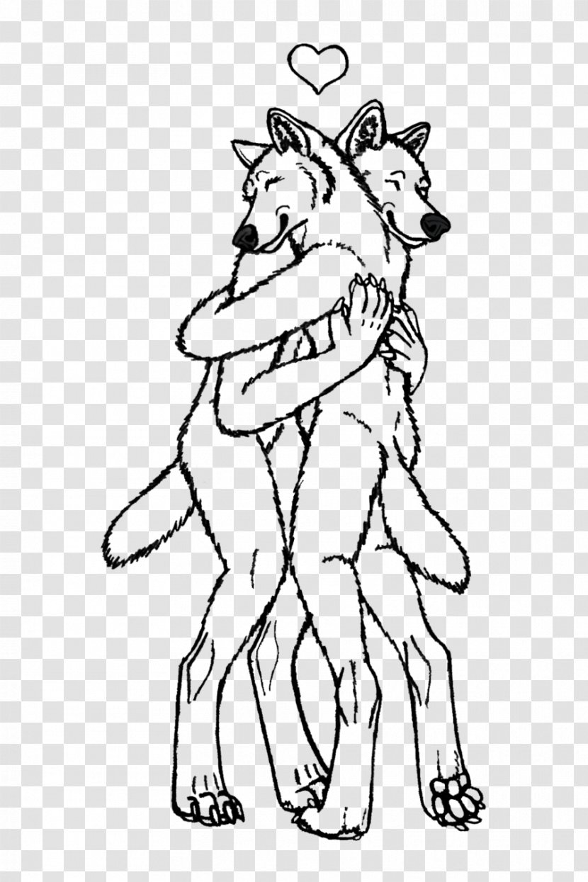 Drawing Line Art Furry Fandom Hug - Standing - Werewolf Transparent PNG