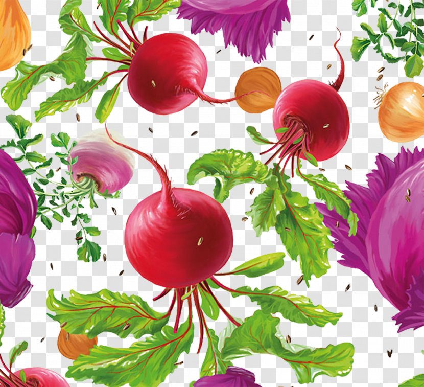 FruitsVeggies Purple Onion Radish - Hand-painted Red Yellow Garlic Transparent PNG