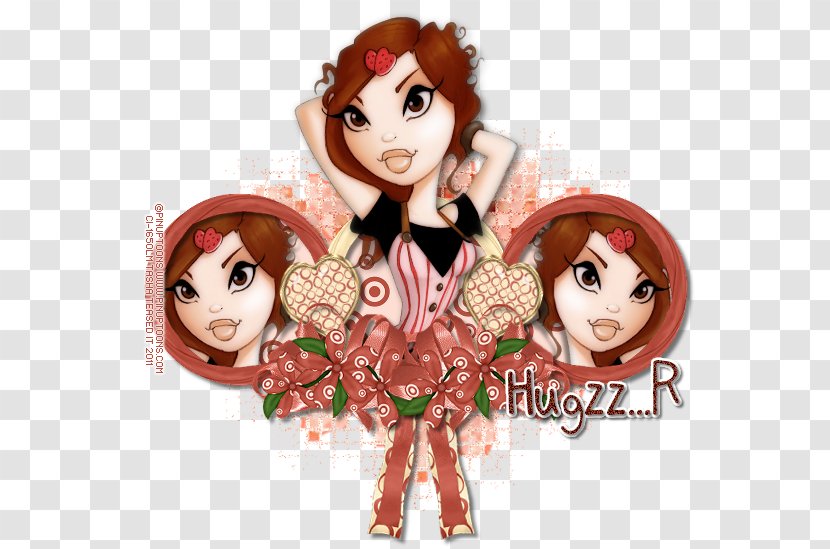 Cartoon Brown Hair Character Doll - Heart Transparent PNG