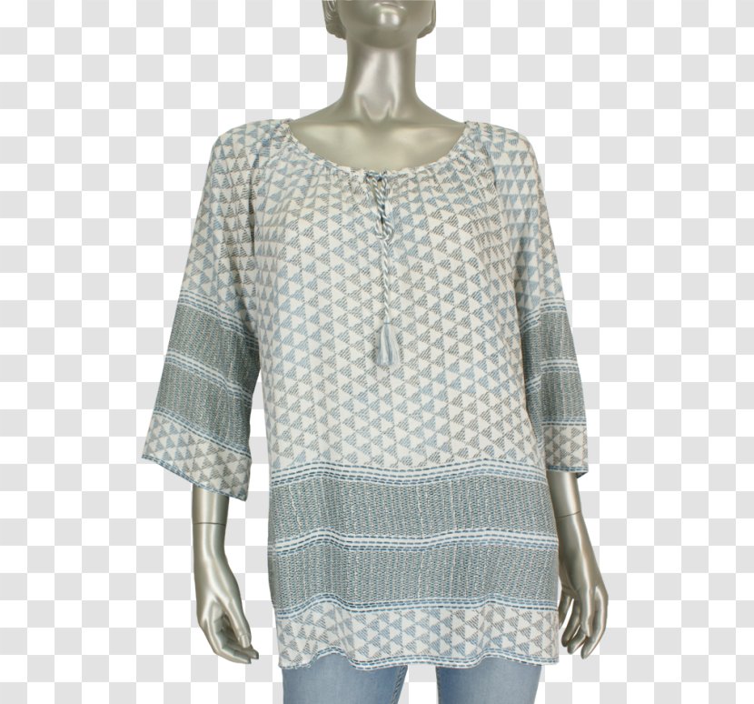 Blouse Sleeve Dress Neck - Clothing - Blue Off White Flannel Transparent PNG