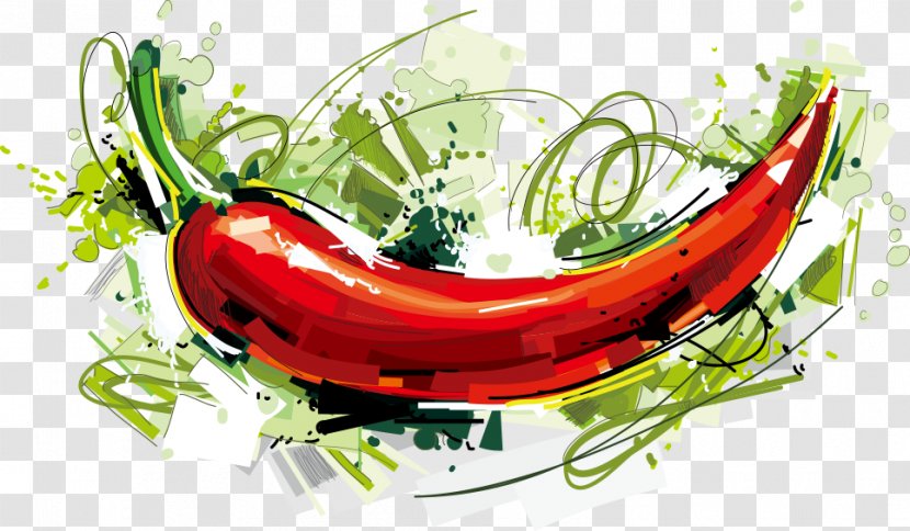 Chili Con Carne Pepper Capsicum Drawing - Diet Food - Vector Red Transparent PNG