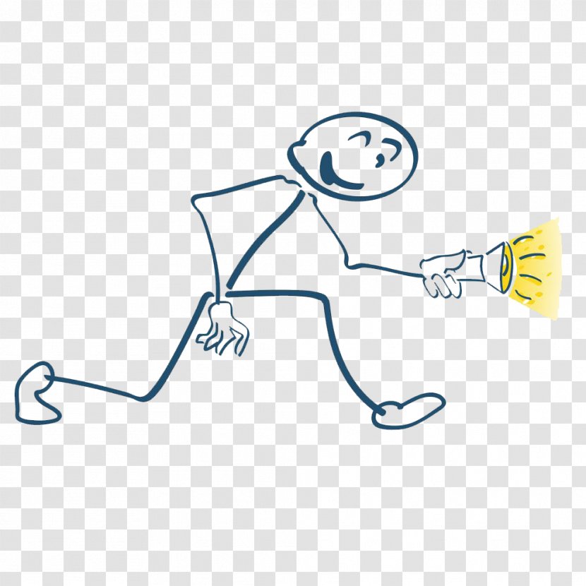 Stick Figure Royalty-free Flashlight Illustration - Technology - A Small Man Running Forward With Transparent PNG