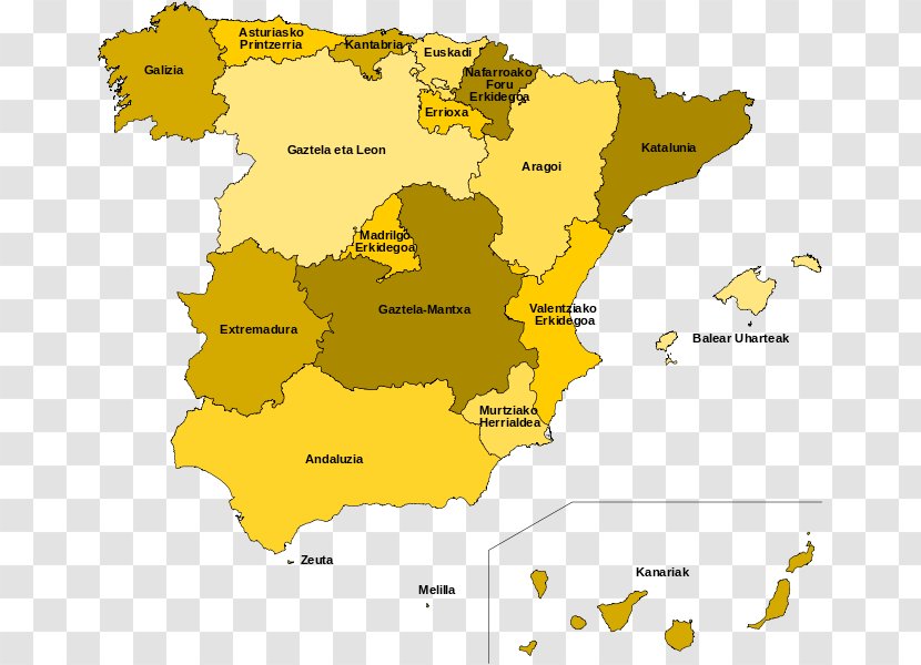 Andalusia Region Of Murcia Alicante Autonomous Communities Spain Map - Sections Transparent PNG