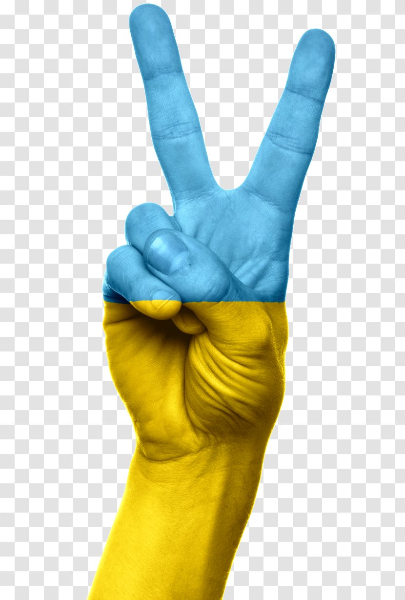 Flag Of Ukraine V Sign Ukrainians Image - Medical Glove - Symbol Transparent PNG