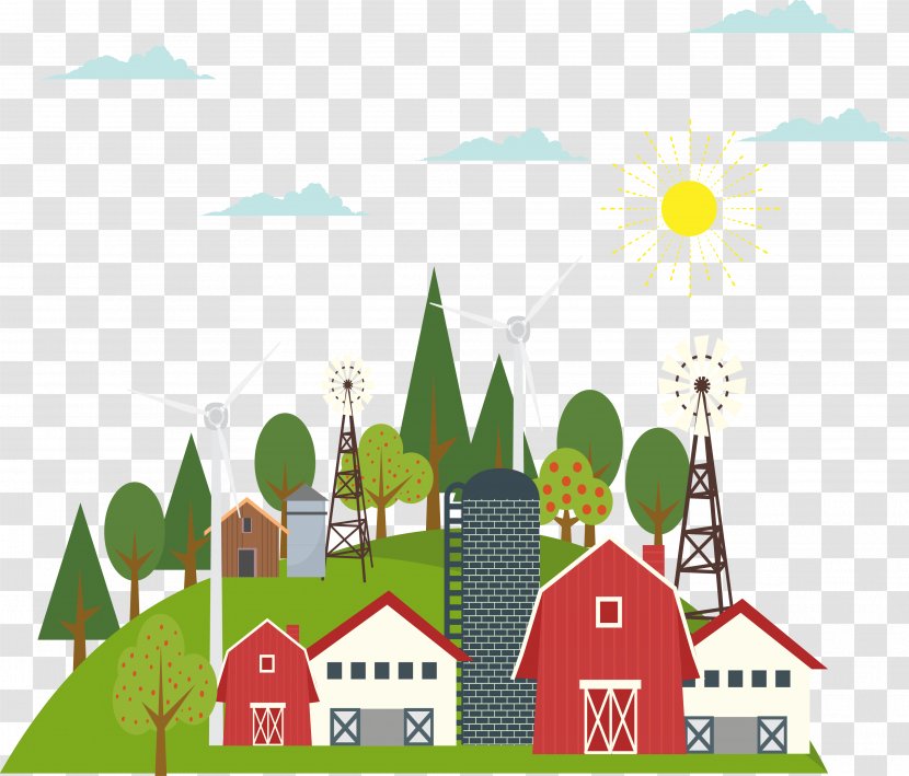 Cartoon House - Grass - Country Vector Sun Transparent PNG