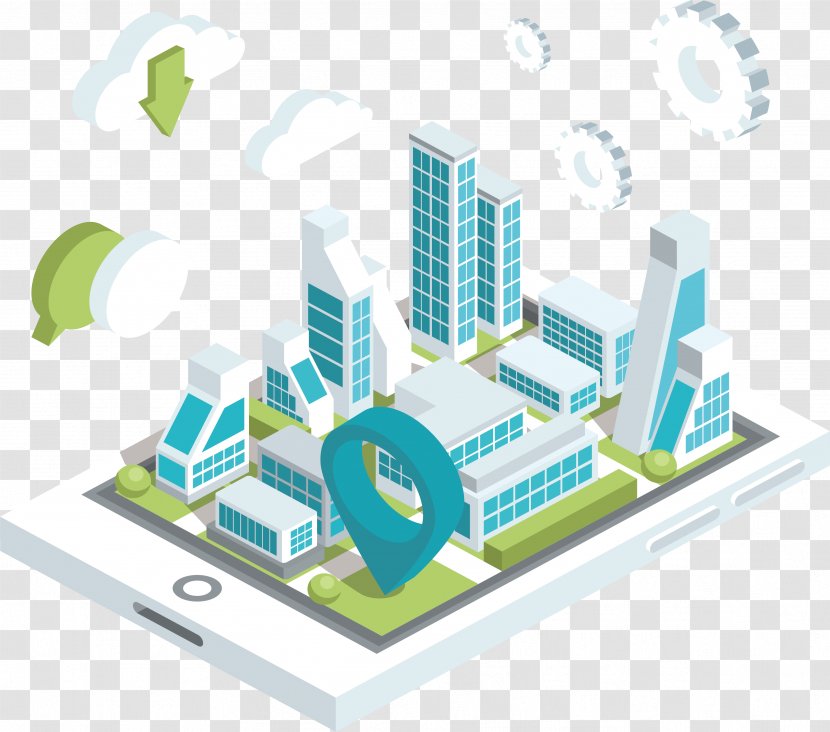 Cloud Computing Euclidean Vector Microsoft Azure Isometric Projection Email - Organization - Smart City On Mobile Phones Transparent PNG